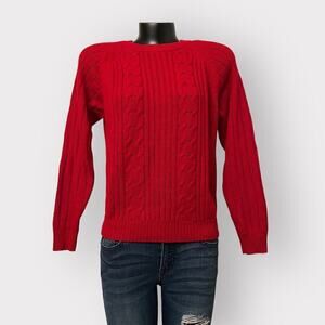 Center Aisle VINTAGE Womens Oversized Sweater sz S Cable Knit Soft Red Christmas